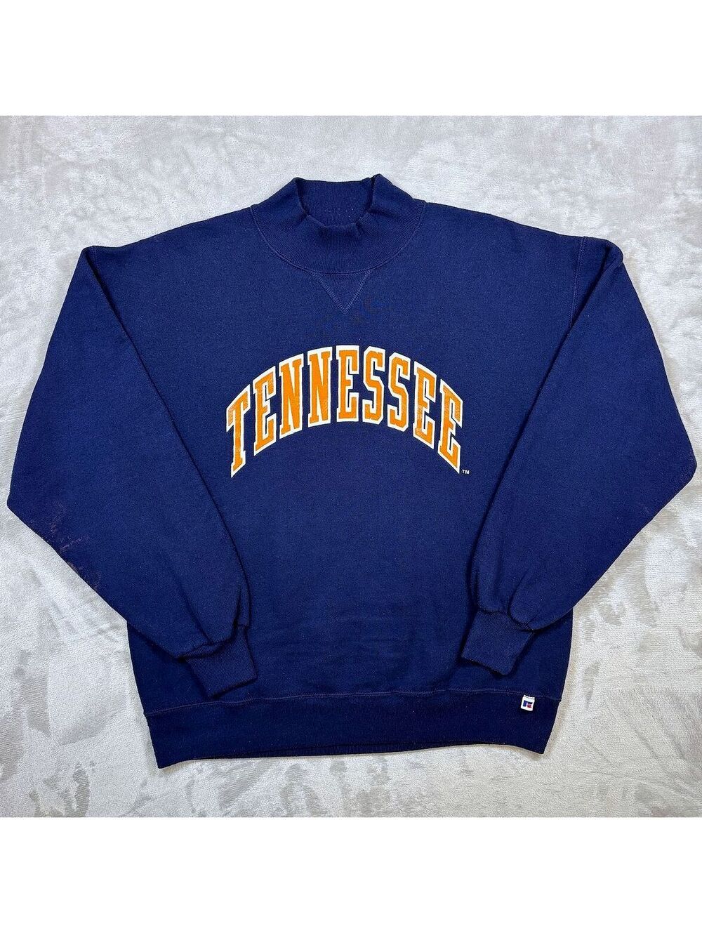 VTG 90s Tennessee Vols Mock Neck Sweatshirt Russell UT Orange Navy L/XL